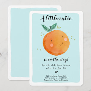 Kleine Süsse Baby Shower Boy Clementine Orange Einladung