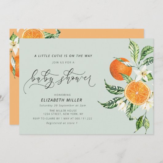 Kleine Süsse Babydusche Einladung (Vorne/Hinten)