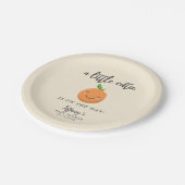 Kleine Süsse Babydusche Gelbe Clementine Pappteller (Schrägansicht)