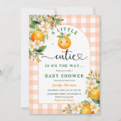 Kleine Süsse Babydusche Orangengeschlecht neutral Einladung (Vorderseite)