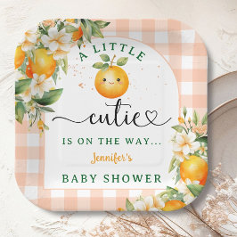 Kleine Süsse Babydusche Orangengeschlecht neutral Pappteller