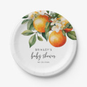 Kleine Süsse Babydusche Papierplatte Citrus Orange Pappteller (Vorderseite)