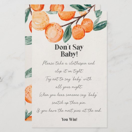 Kleine Süsse Babydusche sagt nicht Babyspiel (Vorne/Hinten)