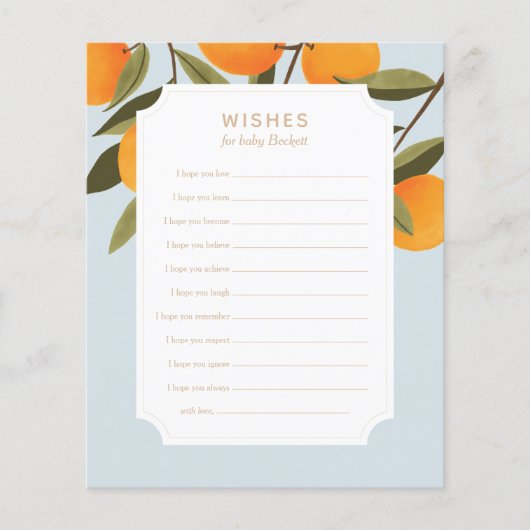 Kleine Süsse Babydusche Wünsche für Babykarte (Vorderseite)