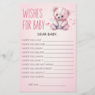 Kleine süße Bärenbärchen Babydusche Wünsche für Ba