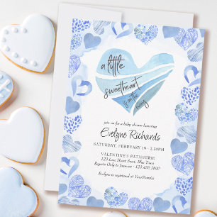 Kleine Süße Blaue Liebesherzen Junge Baby Shower Einladung