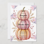 Kleine Süsse Bow Pink Pumpkin Girl Dusche Einladung (Vorderseite)
