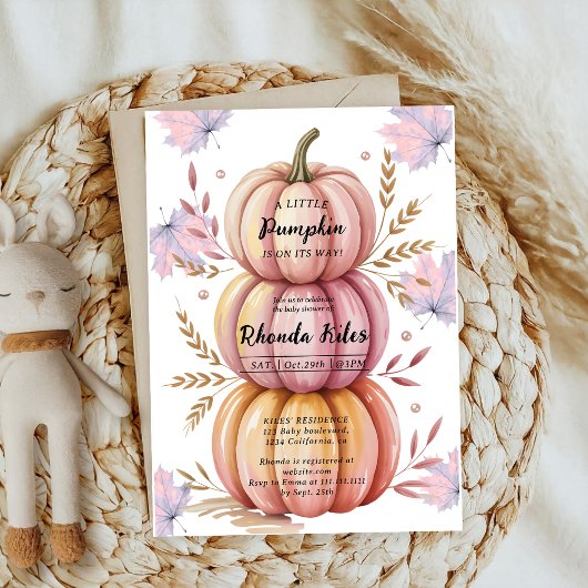 Kleine Süsse Bow Pink Pumpkin Girl Dusche Einladung