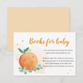 Kleine Süsse bringen eine orangefarbene Babydusche Begleitkarte (Vorne/Hinten)