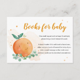 Kleine Süsse bringen eine orangefarbene Babydusche Begleitkarte