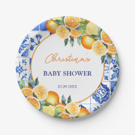 Kleine Süsse Citrus Baby Dusche Pappteller