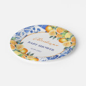 Kleine Süsse Citrus Baby Dusche Pappteller (Schrägansicht)