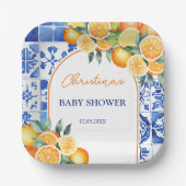 Kleine Süsse Citrus Baby Dusche Pappteller (Vorderseite)