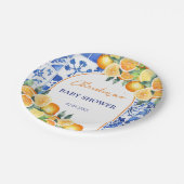 Kleine Süsse Citrus Baby Dusche Pappteller (Schrägansicht)