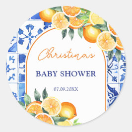 Kleine Süsse Citrus Baby Dusche Runder Aufkleber
