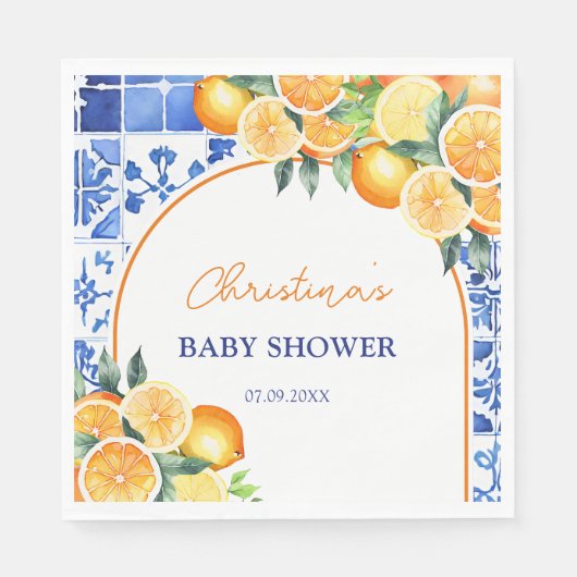 Kleine Süsse Citrus Baby Dusche Serviette (Vorderseite)