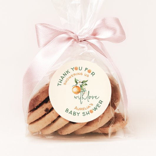 Kleine Süsse Citrus Baby Dusche Vielen Dank Runder Aufkleber