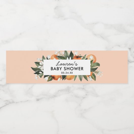 Kleine Süsse Citrus Baby Duschfavoriten Wasserflaschenetikett (Einzelnes Label)