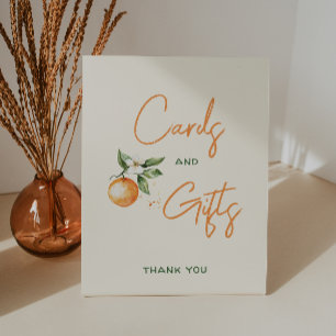 Kleine Süsse Citrus Baby Duschkarten und Geschenke Sockelschild