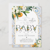 Kleine Süsse Citrus Botanical Orange Babydusche Einladung (Vorderseite)