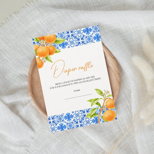 Kleine Süsse Citrus Diaper Raffle Baby Dusche Begleitkarte