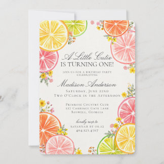 Kleine Süsse Citrus Floral Orange Geburtstagsparty Einladung