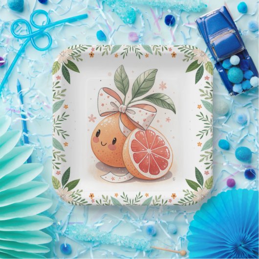 Kleine Süsse Citrus Grapefruit Coquette Botanisch Pappteller (Party)