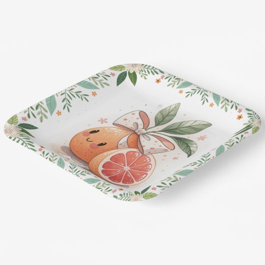 Kleine Süsse Citrus Grapefruit Coquette Botanisch Pappteller (Gewinkelt)