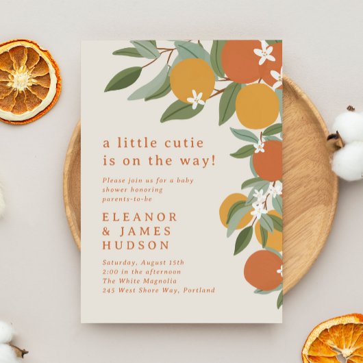 Kleine Süsse Citrus Orange Babydusche Einladung