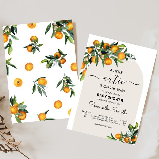 Kleine Süsse Citrus Orange Babydusche Einladung
