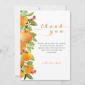Kleine Süsse Citrus Orange Clementine Babydusche Dankeskarte (Vorderseite)