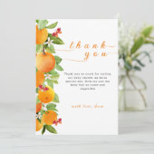 Kleine Süsse Citrus Orange Clementine Babydusche Dankeskarte (Stehend Vorderseite)