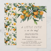 Kleine Süsse Citrus Orange Neutral Baby Dusche Einladung (Vorne/Hinten)
