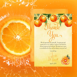 Kleine Süsse Citrus Watercolor Babydusche Dankeskarte