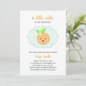 Kleine Süsse Clementine Babydusche - Orange Einladung (Stehend Vorderseite)