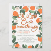 Kleine Süsse Clementine Botanical Baby Dusche Einladung (Vorderseite)