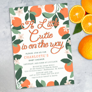 Kleine Süsse Clementine Botanical Baby Dusche Einladung