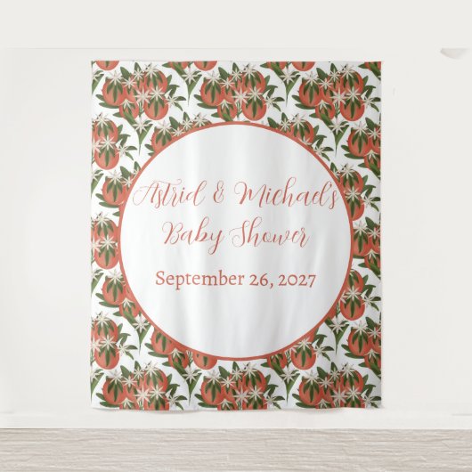 Kleine Süsse Clementine Neutral Baby Dusche Wandteppich (Vorderseite)