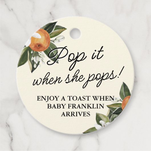 Kleine Süsse Clementine POP IT BABY Duschkabine Geschenkanhänger (Vorderseite)