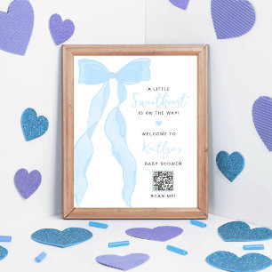 Kleine Süße Elegante Blaue Schleife Baby Shower Poster