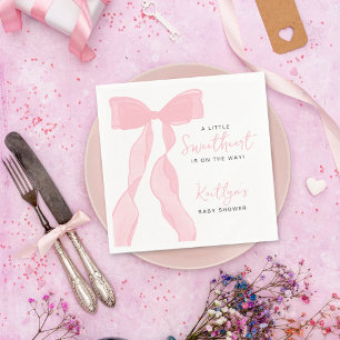Kleine Süße Elegante Rosa Schleife Baby-Party Serviette