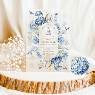 Kleine Süße Gans Blaue Blumen Baby-Party Acryleinladungen