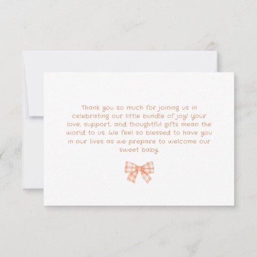 Kleine Süsse Geschlechtsneutrale Babydusche Dankeskarte (Rückseite)