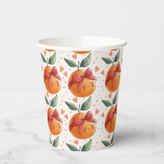 Kleine Süsse Grapefruits Citrus Orange Thema Pappbecher (Links)