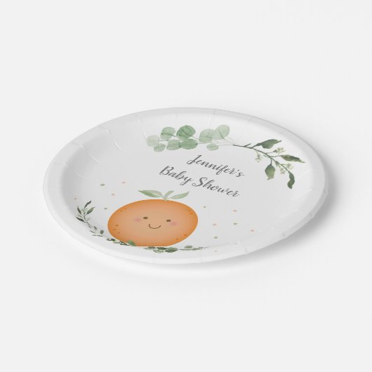 Kleine Süsse Grüne Kinderdusche Pappteller (Schrägansicht)