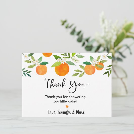 Kleine Süsse Grünpflanzen BläserBaby Dusche Dankeskarte (Stehend Vorderseite)