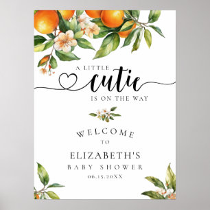 Kleine Süsse Grünpflanzen Orange Babydusche Begrüß Poster