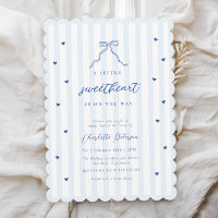 Kleine Süße-Herz-Blau-Bogen-Baby-Party-Einladung