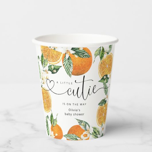 Kleine Süsse ist auf dem Weg Babydusche Pappbecher (Vorderseite)