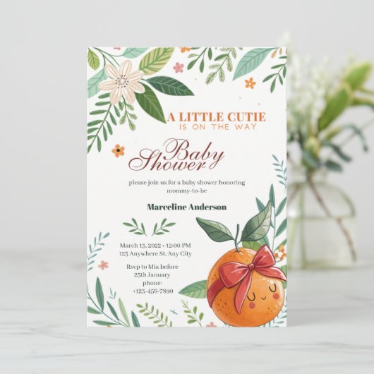 Kleine Süsse ist Auf dem Weg Grapefruitcoquette Einladung (Stehend Vorderseite)